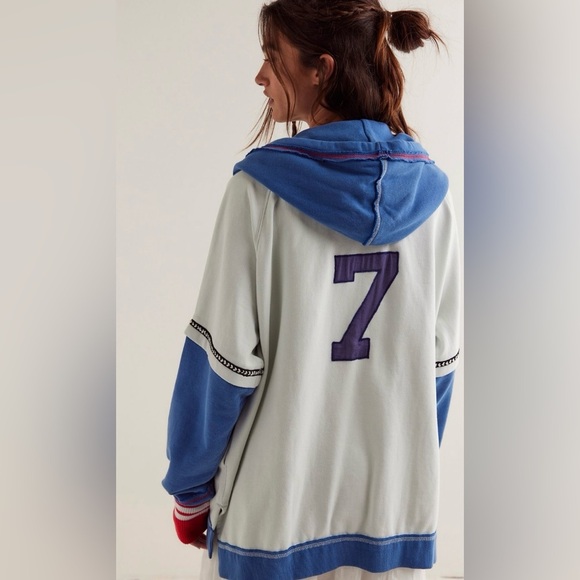 NWT We The Free Royals Hoodie Jacket S Ivory Combo Embroidered Oversized - Picture 4 of 13